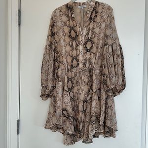 12th Tribe Olivaceous Naples Reptile Ruffled Dress